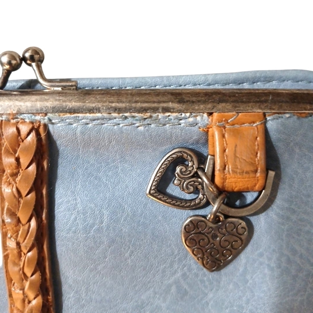 Blue and Tan Leather Clutch Wallet - Picture 8 of 9